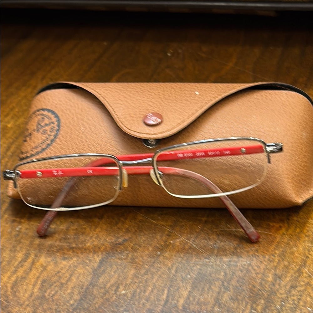 Ray-Ban Red and Brown Glasses with Case